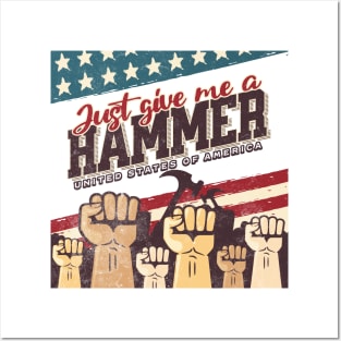 Hammer Symbol Retro - Woodworking Carpentry Blacksmiths Posters and Art